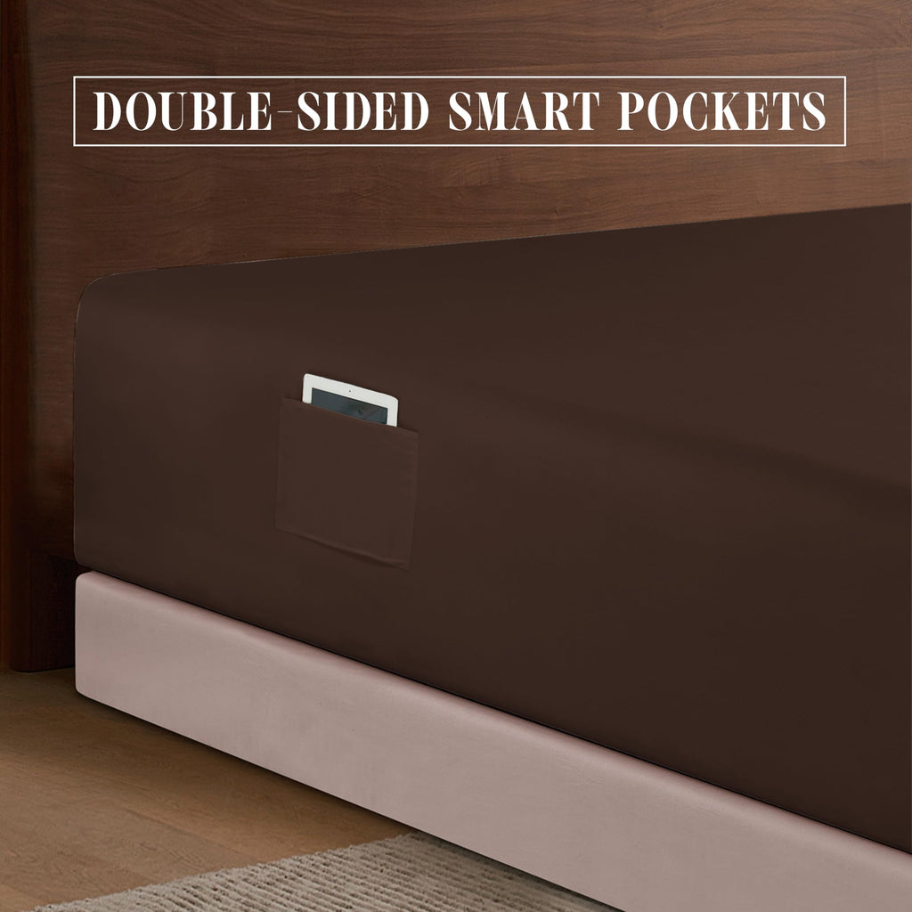 Elegant Comfort 1500 Premium Hotel Quality 18-24 Inches Deep - Extra Deep Pocket Single Fitted Sheet For High Mattress, Luxury And Softest, Smart Pocket - Wrinkle Free, Twin/Twin Xl, Chocolate Brown