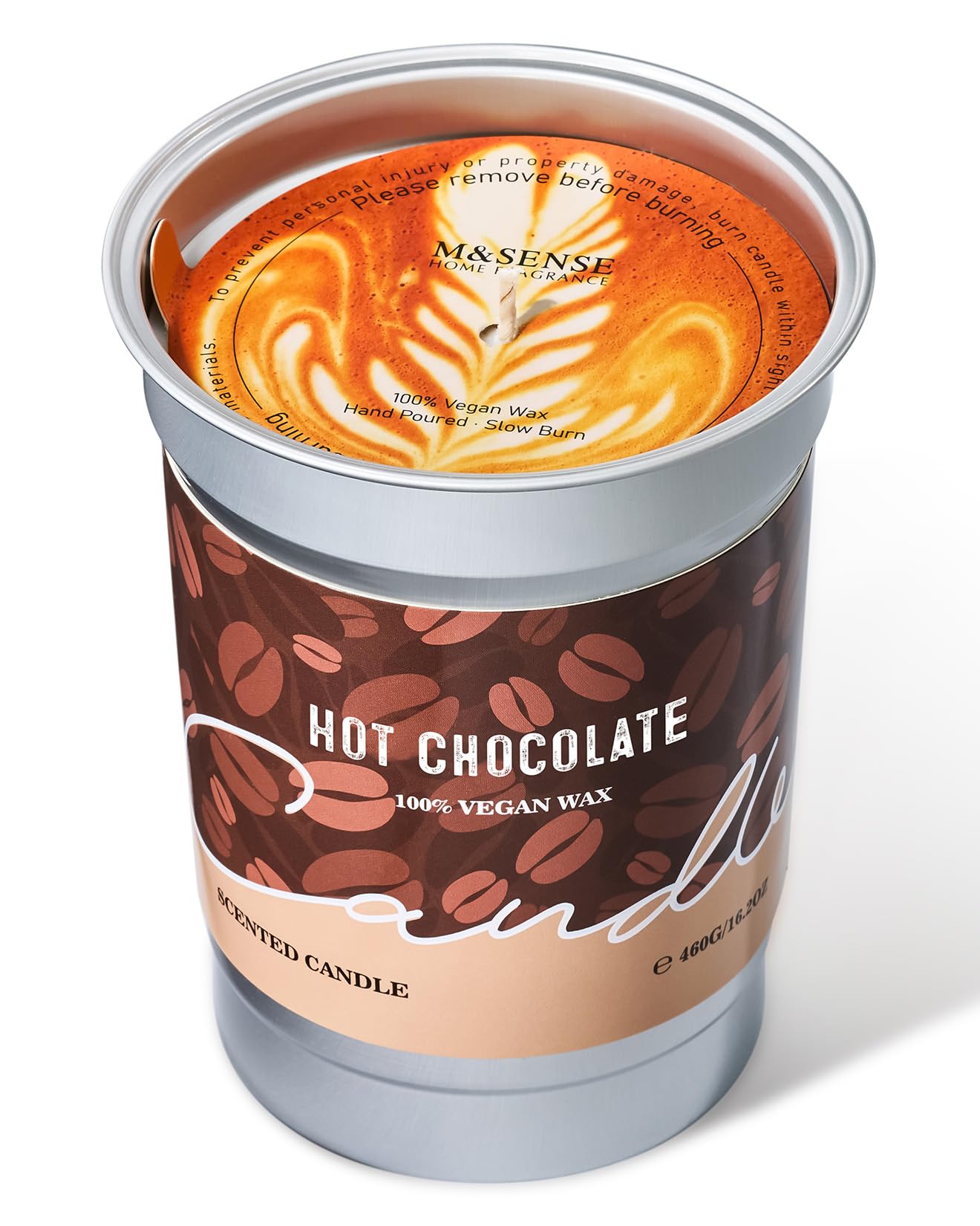 M&SENSE Vegan Soy Wax Candle, Hot Chocolate Heavy Scented 99-Hour Burn Time, Natural Aromatherapy Candle for Relaxing, Unique Ho