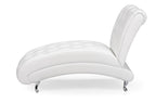 Baxton Studio Pease Contemporary Faux Leather Upholstered Crystal Button Tufted Chaise Lounge, White