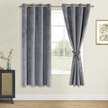 DWCN Grey Velvet Curtains 63 inches Long - Super Soft Tieable Grommet Blackout Thermal Insulated Curtain Panels, Window Drapes f