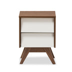 Baxton Studio Nightstands, 2-Drawer Storage Nightstand, White/Walnut Brown