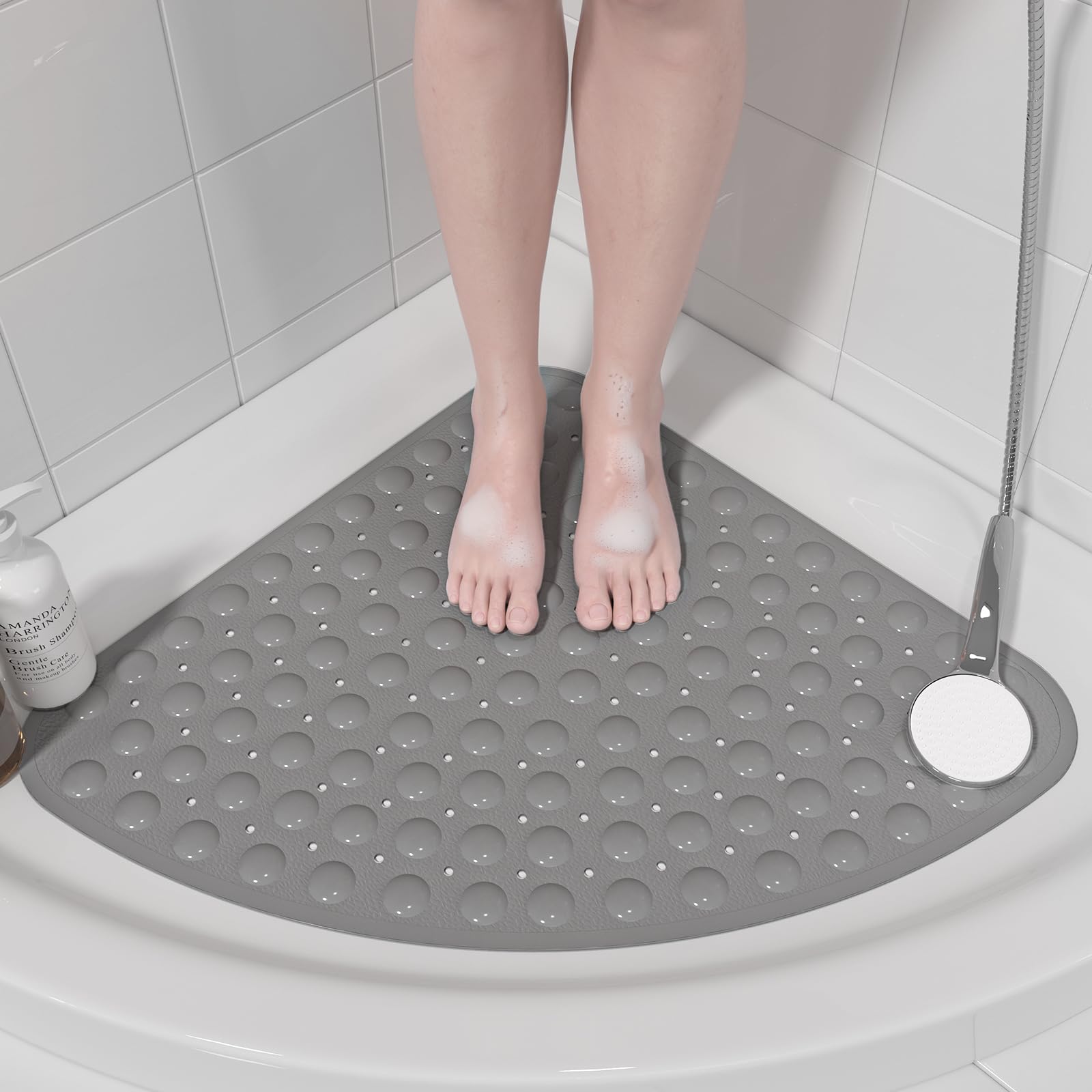 XIYUNTE Corner Shower Mat Non Slip - 21 x 21 Inches Corner Shower Mats for Inside Shower, Non Slip Triangle Shower Mat, Corner S