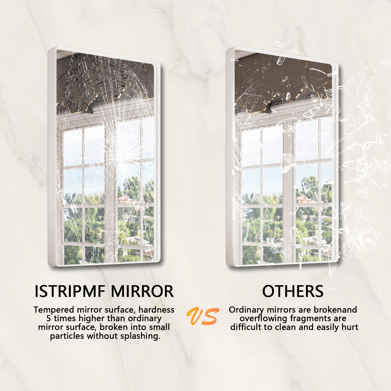 Istripmf 24X32 Inch White Framed Bathroom Mirror,Matte Metal Frame Vanity Mirror,Round Corner,Farmhouse,Decorative Wall Mounted