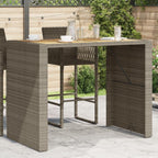 vidaXL Patio Table with Acacia Wood Top - Outdoor Garden Furniture, Gray Poly Rattan, Powder-Coated Steel Frame - 57.1 x 31.5 x 43.3