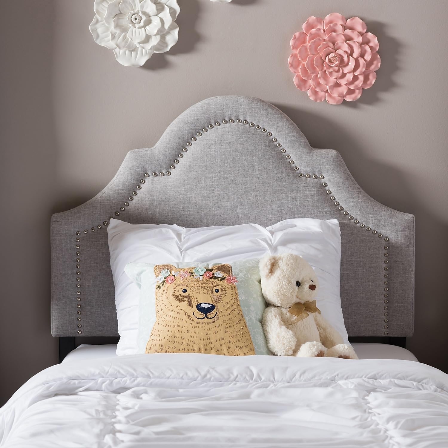 Baxton Studio Rita Twin Fabric Headboard, 38.81-inch W x 2.34-inch D x 25.74-inch H, Greyish Beige (125-6985-HiT)