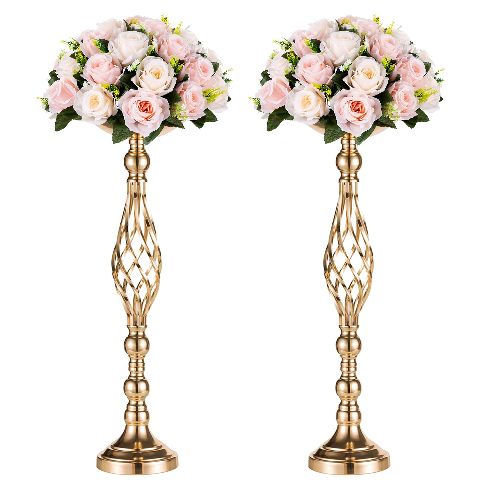 Versatile Metal Flower Arrangement Stand & Pillar Candles Holder Set for Wedding Party Dinner Centerpiece Event Restaurant Hotel