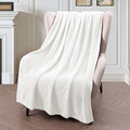 Exclusivo Mezcla Extra Large Fleece Throw Blanket For Couch, Sofa, 300Gsm Super Soft And Warm Blankets, Pure White Throw All Sea