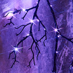 Birchlitland Halloween Lighted Garland 6Ft 120L Orange And Purple Bi-Color Led Lights 8 Functions, Black Glittered Garland Light