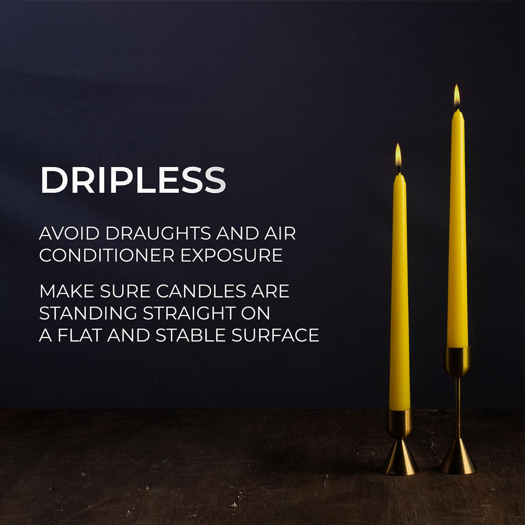 Candwax 10 Inch Taper Candles Set Of 12 - Dripless Tapered Candles And Unscented Candlesticks - Perfect As Dinner Candles And Ho