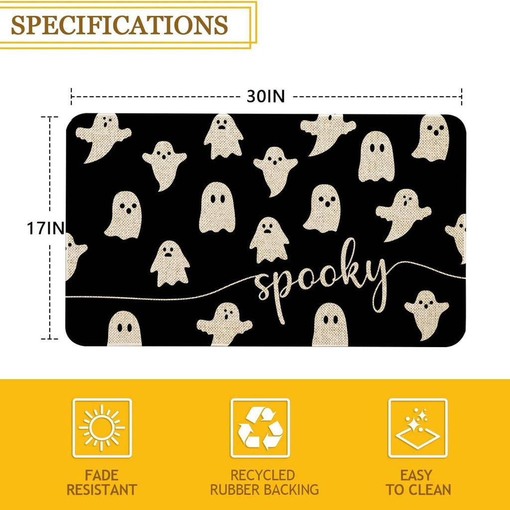 Mloabuc Happy Halloween Door Mat Outdoor Black Witchy Doormat Halloween Welcome Mats For Front Kitchen Mat Outdoor Indoor Heavy