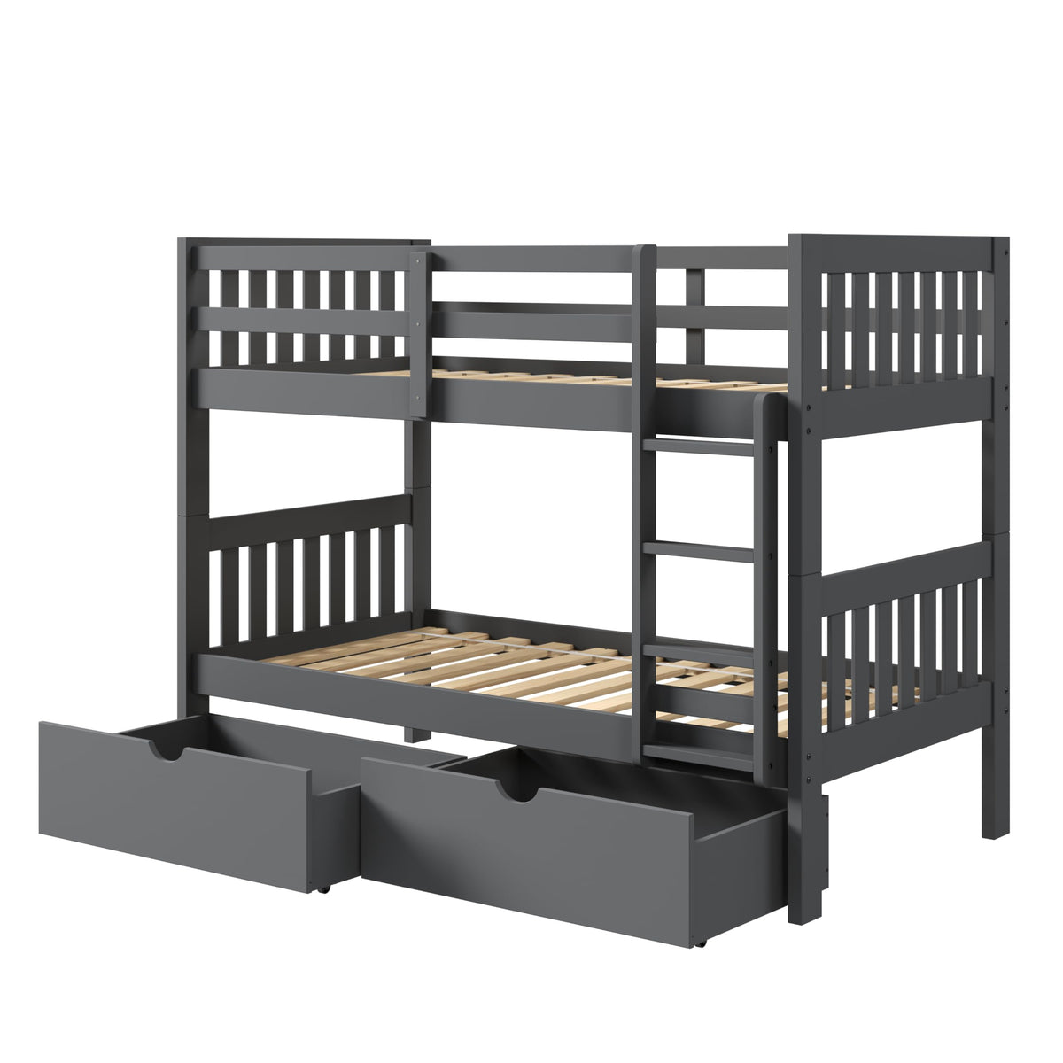 Donco Austin Mission Twin Over Twin Dark Grey Bunkbed with Dual Underbed Drawers