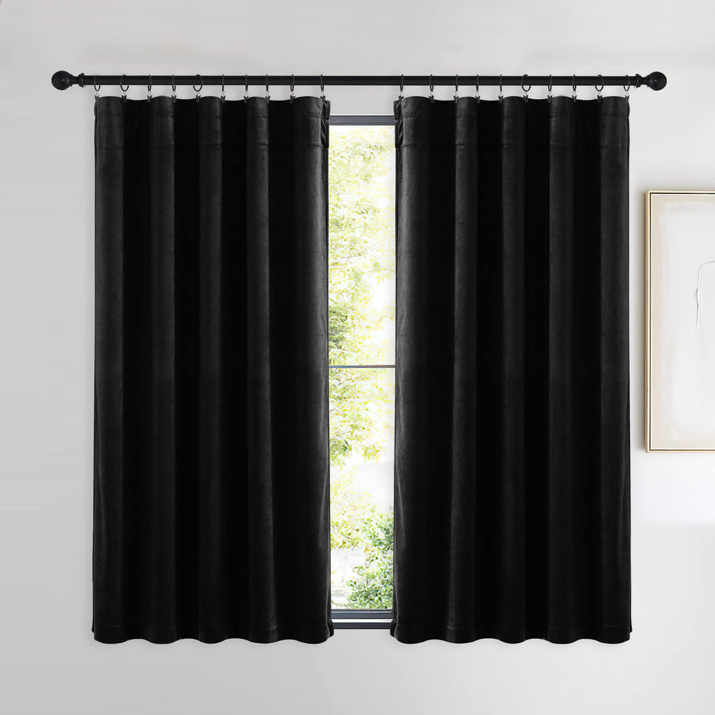 Nicetown Halloween Insulated Black Out Velvet Curtains For Patio, Solid Heavy-Duty Large Window Treatments Drapes For Sliding Gl