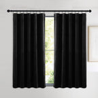 Nicetown Halloween Insulated Black Out Velvet Curtains For Patio, Solid Heavy-Duty Large Window Treatments Drapes For Sliding Gl