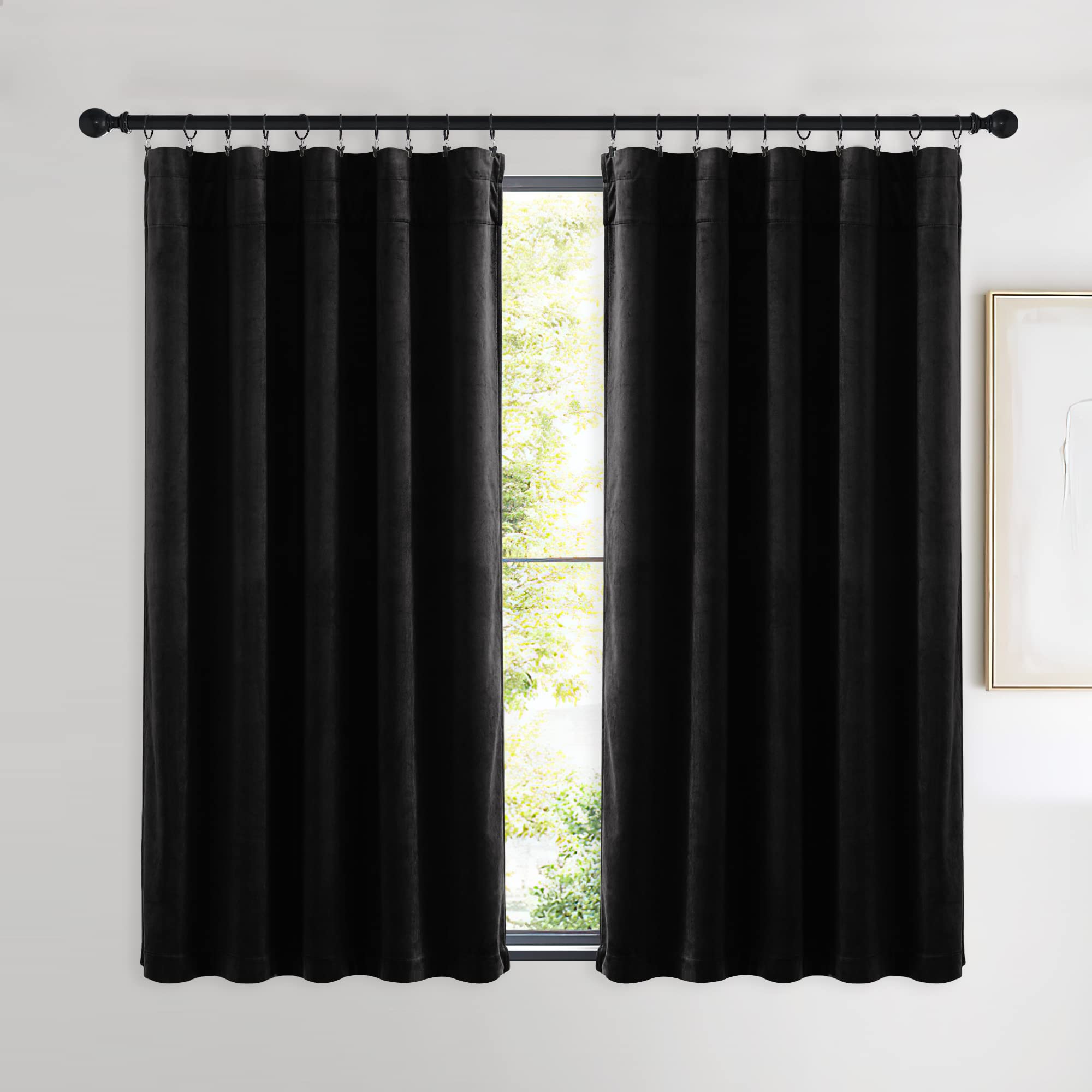Nicetown Halloween Insulated Black Out Velvet Curtains For Patio, Solid Heavy-Duty Large Window Treatments Drapes For Sliding Gl