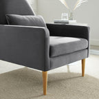 Modway Liliana Performance Velvet Armchair With Charcoal Finish Eei-5021-Cha