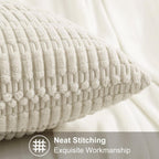 Decoruhome Christmas Cream White Decorative Throw Pillow Covers 18X18 Set Of 2, Soft Corduroy Striped Square Pillow Covers For Couch Living Room Bed Sofa