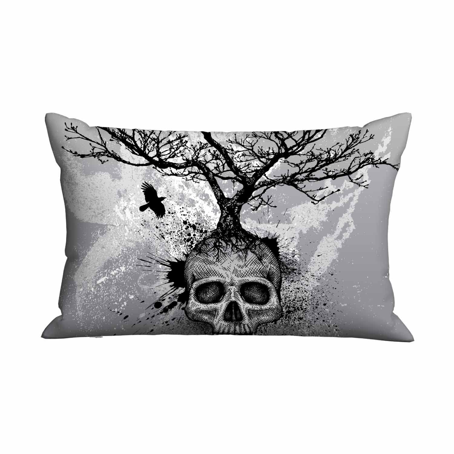 Mugod Rectangle Pillowcase Spooky Skull Tree And Crow,Standard Throw Cushion Cover For Bed Couch Sofa Office Decor 20X30 Inches