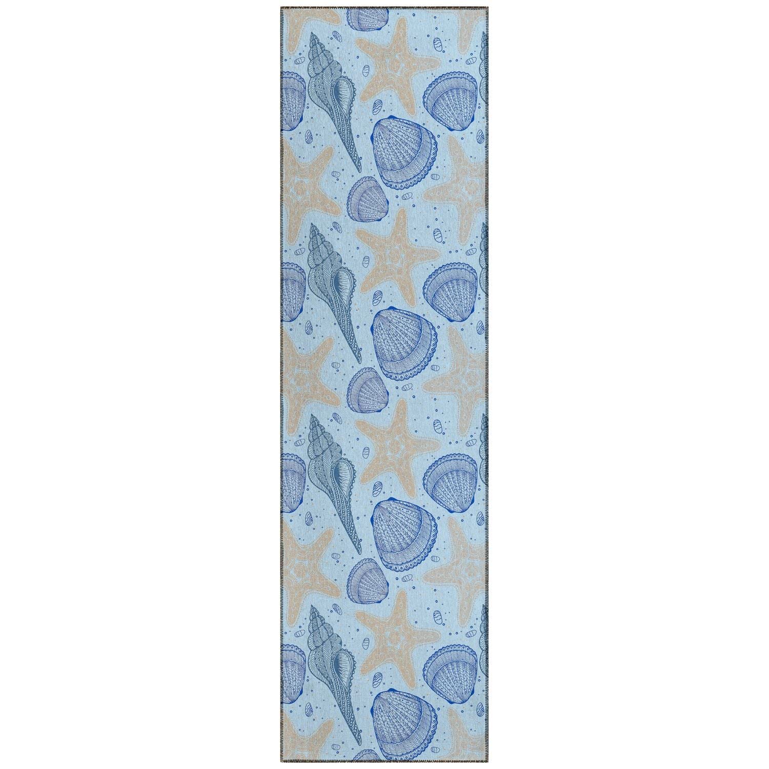 Seabreeze Sz4 Blue Coastal Rug Runner 2' 3" X 7 ' 6"