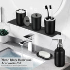 Alpiriral Bathroom Set, 20Pcs Bathroom Shower Curtain Sets With Hooks, Black Bathroom Accessories Set With Trash Can, Bathroom A