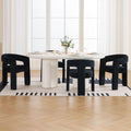 Black Modern Dining Chair Set Of 4, Velvet Upholstered Barrel Kitchen Chair, Round Dining Chairs With Wooden Legs, Assembled Acc