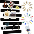 Youdeful Black Bulletin Board Strips, 8Pcs Felt Pin Board Bar Strips With 50 Pushpins, Self-Adhesive Felt Cork Board Strips For