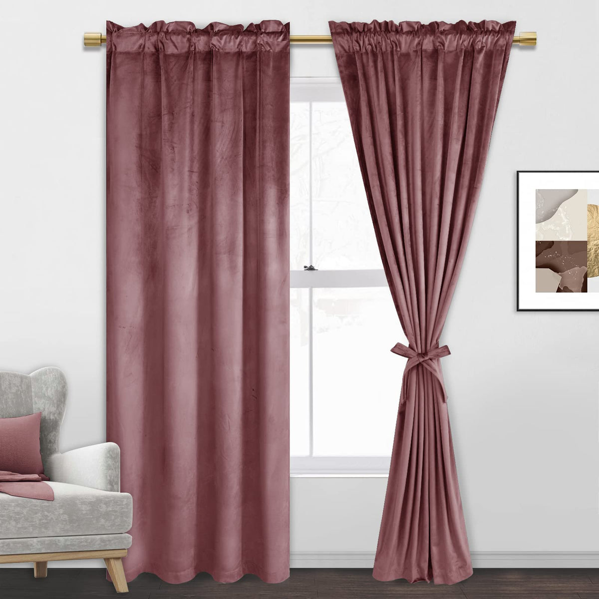 Jiuzhen Velvet Curtains Thermal Insulated Curtains 72 Inch Long Noise Reducing Rod Pocket Living Room Curtains Luxury Home Deco