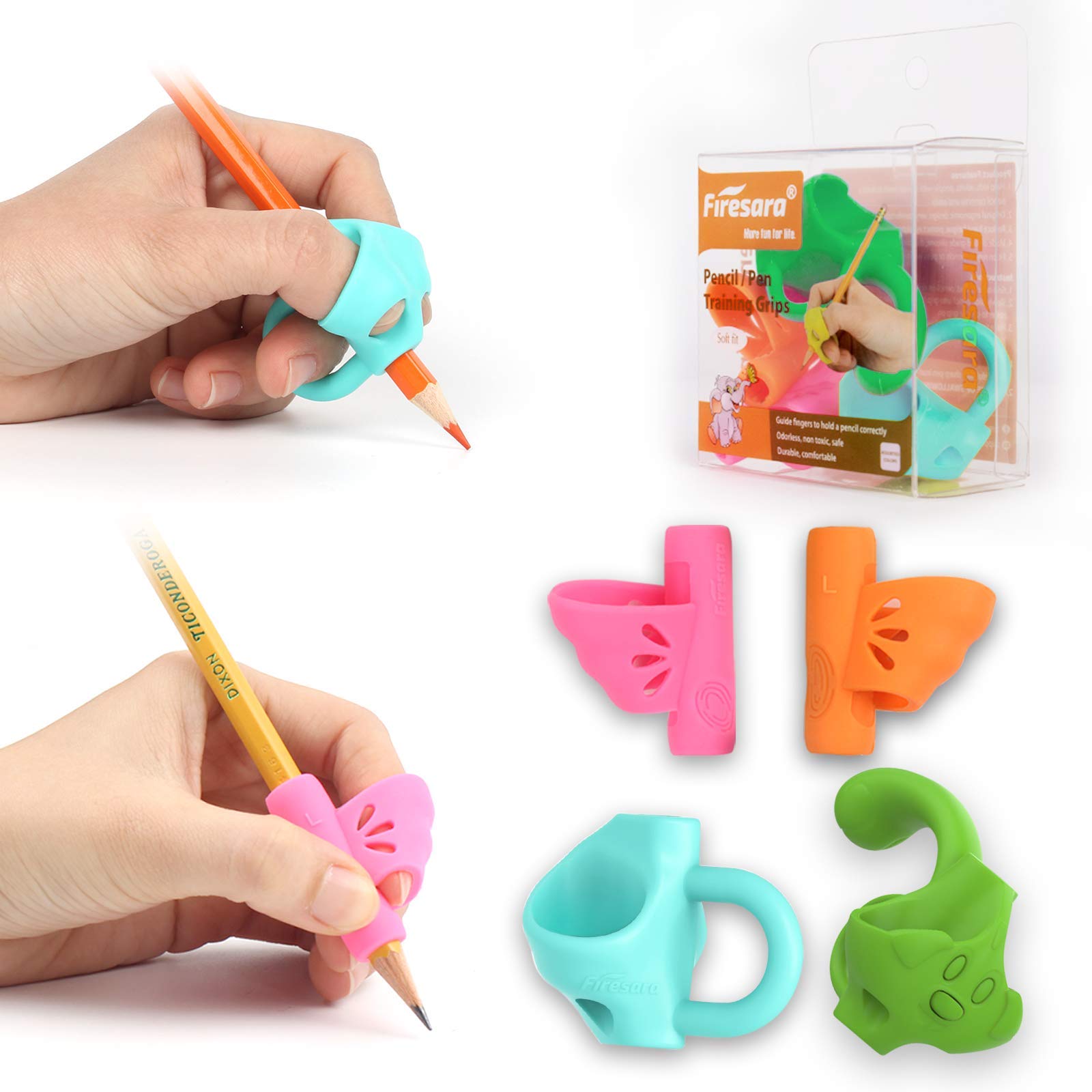 Firesara Left-Handed Pencil Grips, Original Breakthrough Assorted Writing Aid Grip For Kids Handwriting Special Needs Preschoole