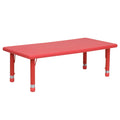 Flash Furniture Height Adjustable Rectangular Red Plastic Activity Table, 24 x 48"