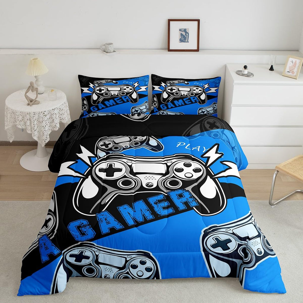 Erosebridal Gaming Bedding Sets for Boys Gamer Comforter Set Queen Size,Video Gaming Bedding Set Game Console Kids Comforter Set