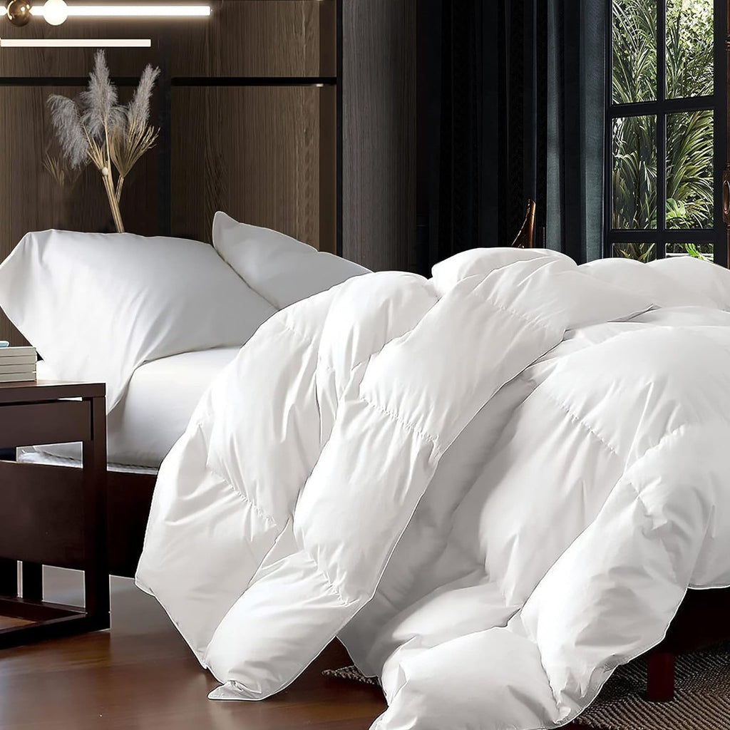 Luxurious Oversized Super King 120'' X 120'' Size Goose Down Fiber Waterfowl Feather Fiber Comforter Duvet, 100% Egyptian Cotton