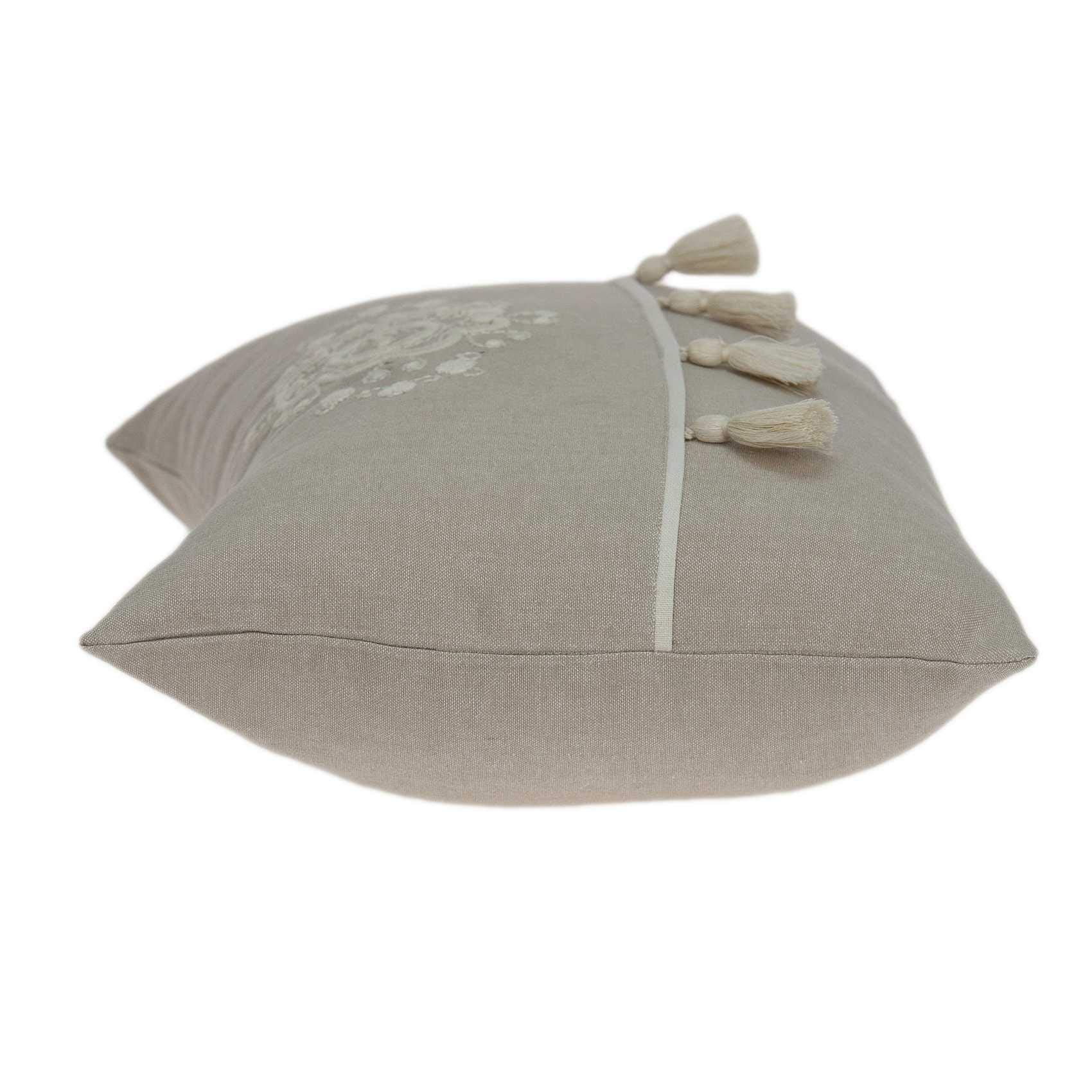 HomeRoots 100% Cotton Parkland Collection Lea Transitional Beige Pillow Cover with Poly Insert