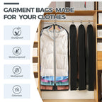 4 Pack 60'' Clear Garment Bags For Hanging Clothes, Suit Bags For Closet Storage, Clothing Storage, Garment Bags For Travel Cove