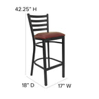 Flash Furniture HERCULES Series Black Ladder Back Metal Restaurant Barstool - Burgundy Vinyl Seat