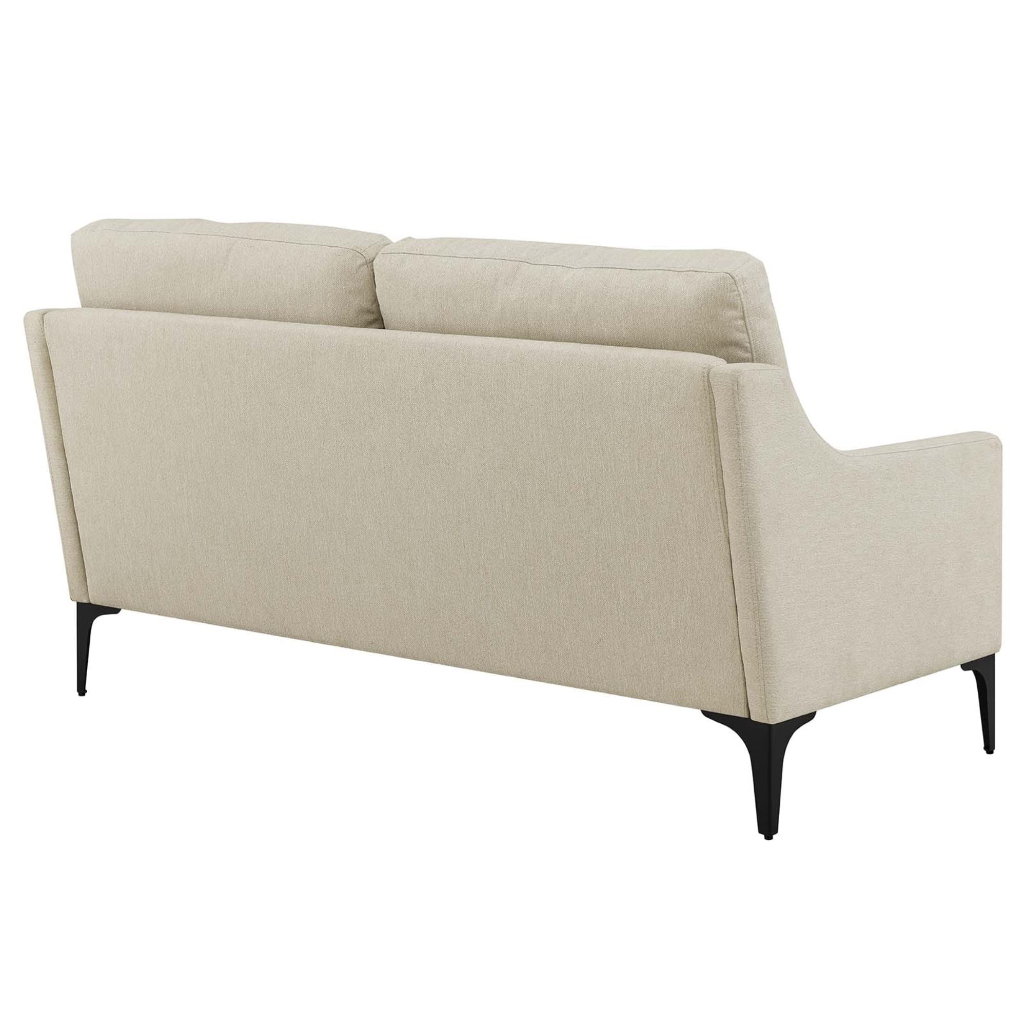 Modway Corland Upholstered Fabric And Metal Loveseat In Beige