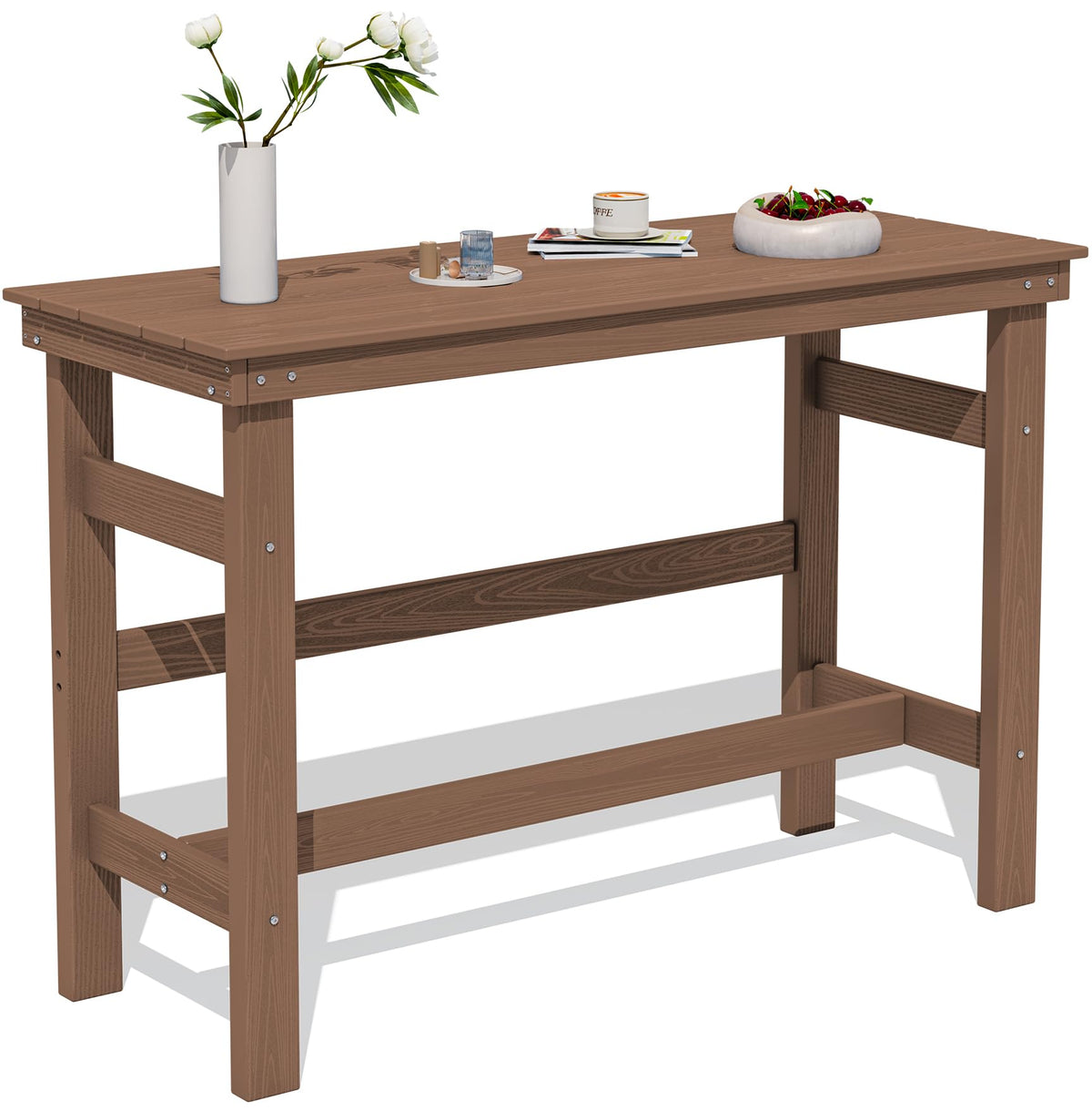 Serwall 41 ' Outdoor Bar Table, All Weather Hdpe Patio Bar Counter Height Table, Rectangle Patio Bar Table For Outside, Garden,