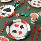 Blue Panda 144 Piece Casino Theme Birthday Party Decorations, Dinnerware Set With Plates, Napkins, Cups, Cutlery (Serves 24) - C