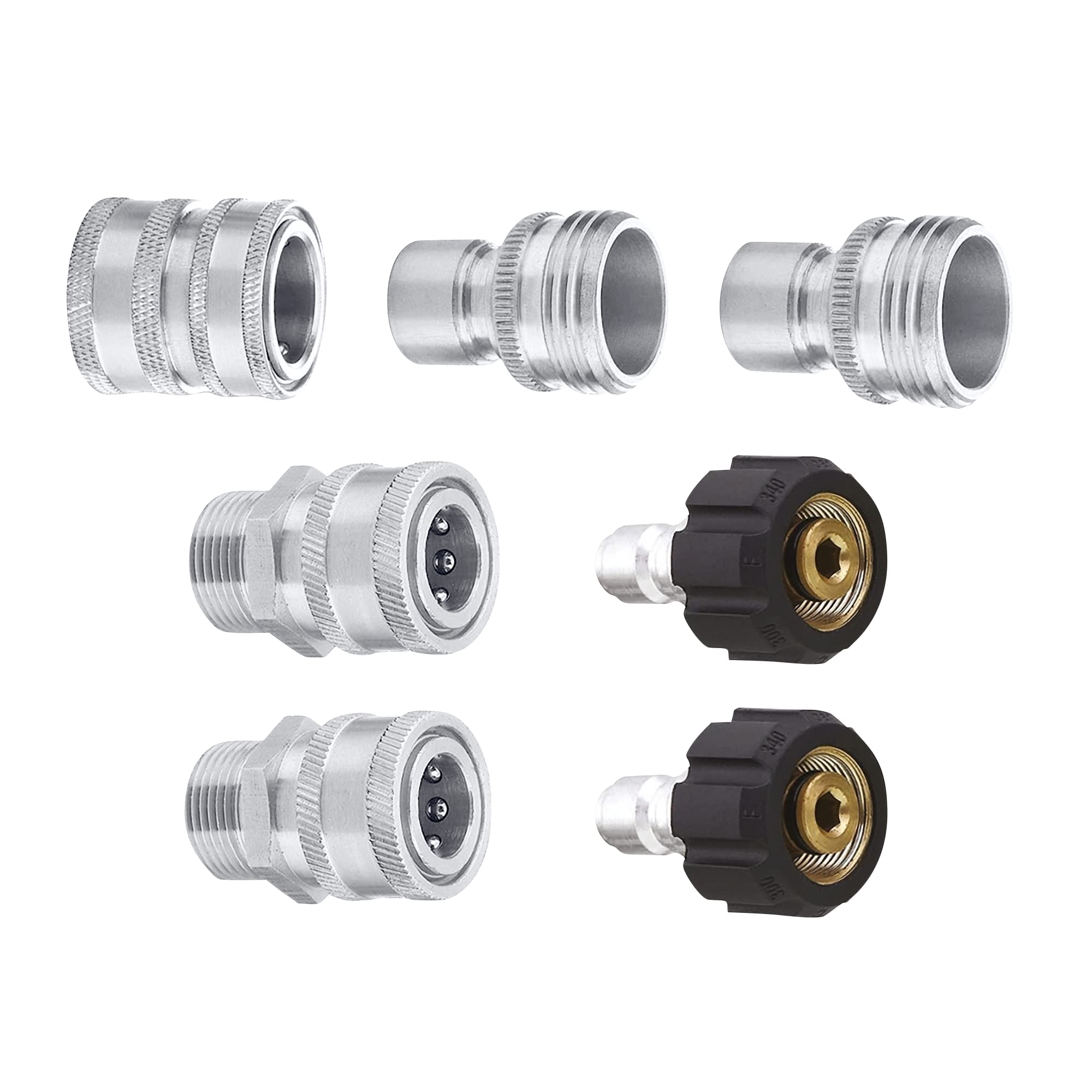 Mtm Hydro Hose Adapter 7 Piece Pressure Washer Quick Connect Fittings Kit, Stainless Steel High Pressure Couplings And Connector