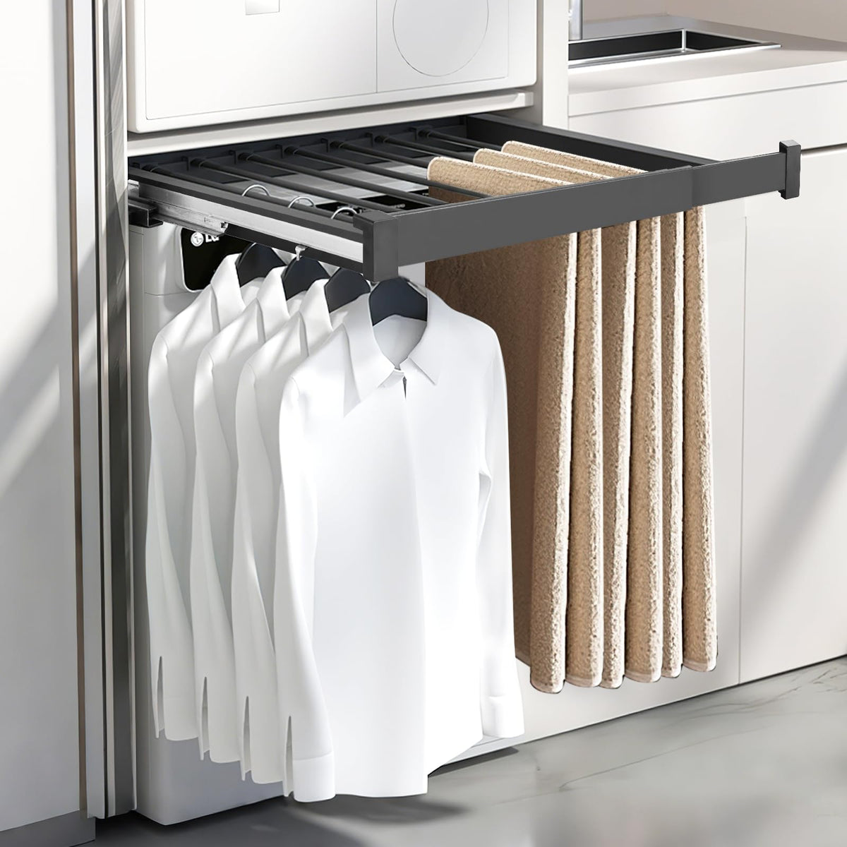 YJINGRUI Pull Out Trousers Rack for Closet, 15 Rods, 66lb (33.547.2in)