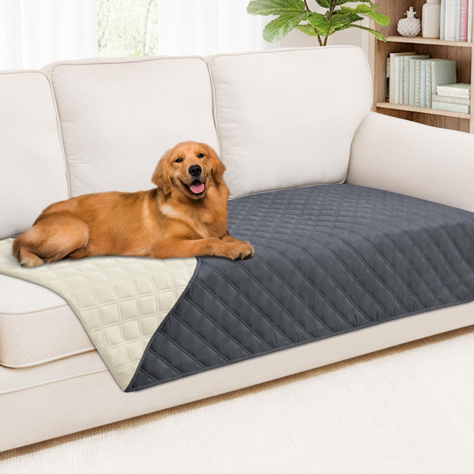 Smiry Waterproof Dog Bed Cover Pet Blanket, Soft Washable Dog Blanket for Furniture Bed Couch Sofa Reversible, Checkered (40x90,