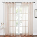 Nicetown Taupe Sheer Curtains 96 Inches Long, Grommet Voile Textured Airy Sheer Window Treatments Elegant & Chic For Bedroom/Liv