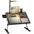 Laptop Bed Tray Desk With Led Desk Light, Saiji Adjustable Laptop Stand For Bed, Xx-Large Pvc Leather Foldable Laptop Table With