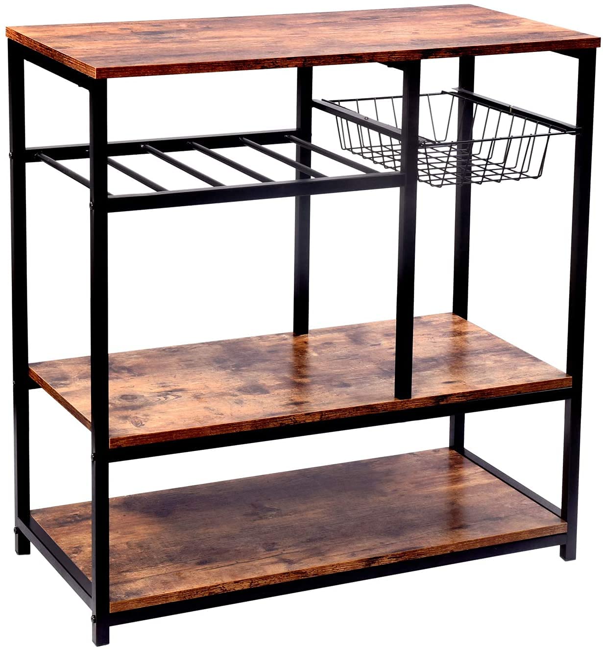 Indian Decor. Xl6302 Vintage Kitchen BakerS Rack Utility Storage Shelf Stand Organizer Coffee Workstation (Metal) 31.5 X 15.75 