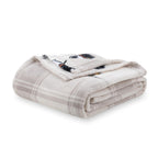 Berkshire Blanket Peanuts Velvetloft Cute Character Snoopy Plush Blanket,Lakeside Plaid Harvest Snoopy And Woodstock Grey,Twin 6