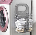 Wall Mounted Bathroom Hanging Mesh Laundry Basket Toiletry Organization Washing Bin Home Portable Magic Sticker Plastic Laundry 