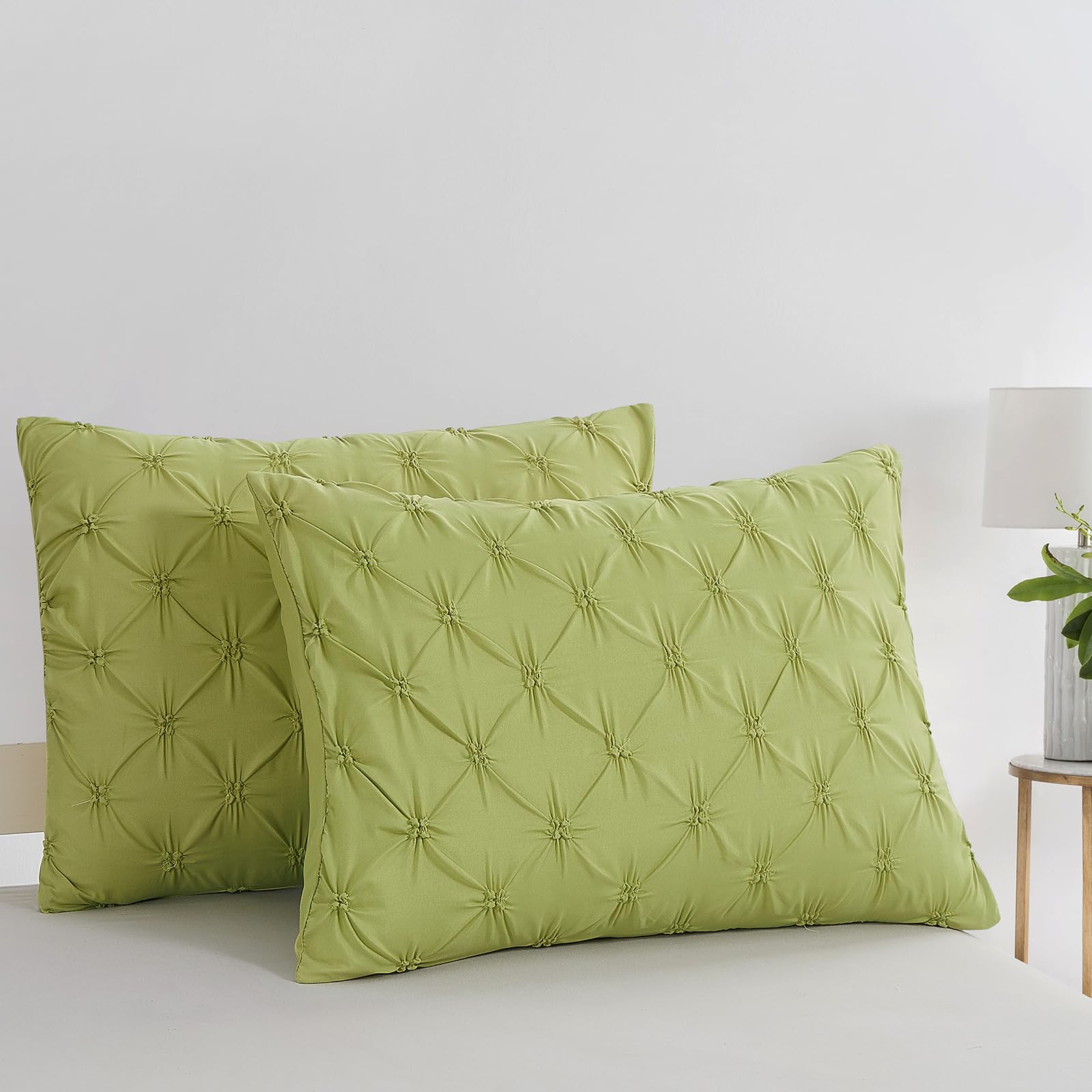 Vaulia Lightweight Microfiber Decorative Well Designed Craft Pillow Shams, Set of 2 Olive Green Color, Standard Size (20x26)