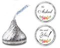 324 Floral Roses He Asked She Said Yes!, Kisses Wedding Stickers, Chocolate Drops Labels Stickers for Weddings, Bridal Shower En