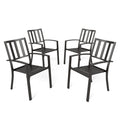 PHI VILLA Wrought Iron Patio Outdoor Dining Chairs, Portable Black Outdoor Patio Chairs Set of 4, Stackable Indoor Outdoor Bistr