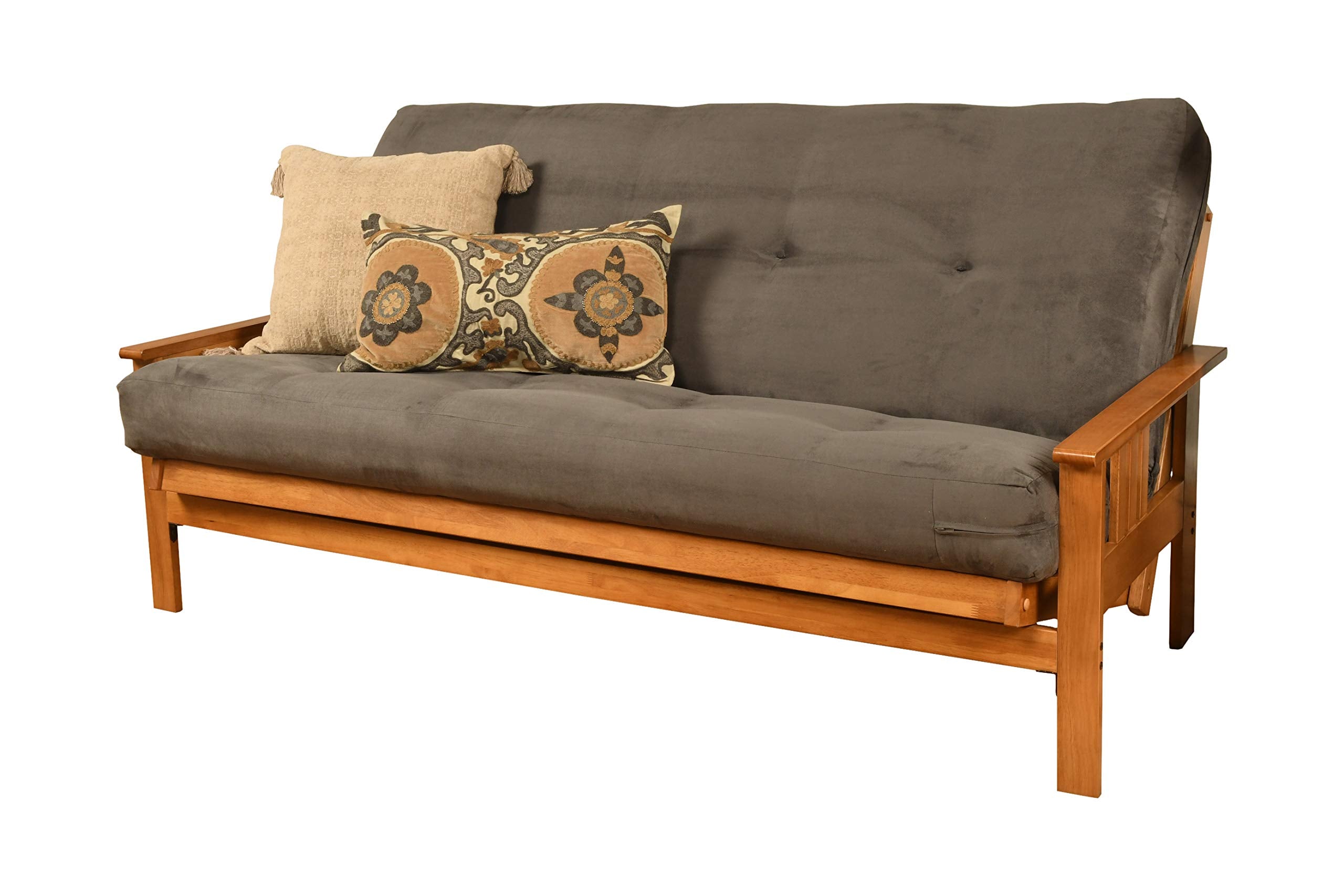 Kodiak Furniture Monterey Futon Set, No Drawers, With Butternut Base And Suede Grey Mattress