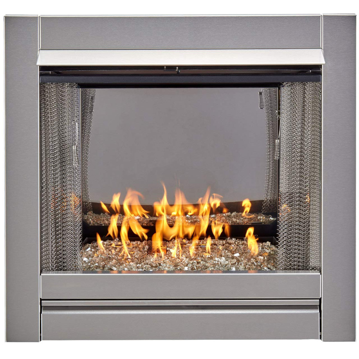Duluth Forge Ventless Stainless Outdoor Gas Fireplace Insert With Reflective Crystal Glass Media - 24,000 Btu, Manual Control -