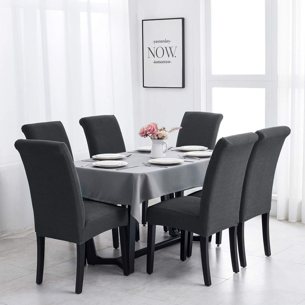 Joccun Chair Covers For Dining Room Set Of 2,Water Repellent Dining Chair Slipcover Stretch Dining Room Chair Covers Seat Protector,Washable Parsons Chair Cover For Home,Banquet(Dark Gray,2 Pack)